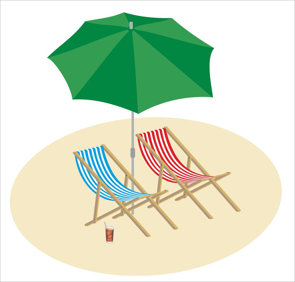 Vector ilustración de tumbonas con paraguas
 - Vector, imagen