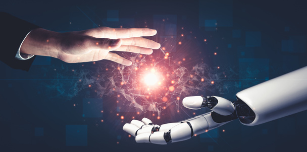 Futura inteligencia artificial y aprendizaje automático para robot androide AI o cyborg - Foto, Imagen