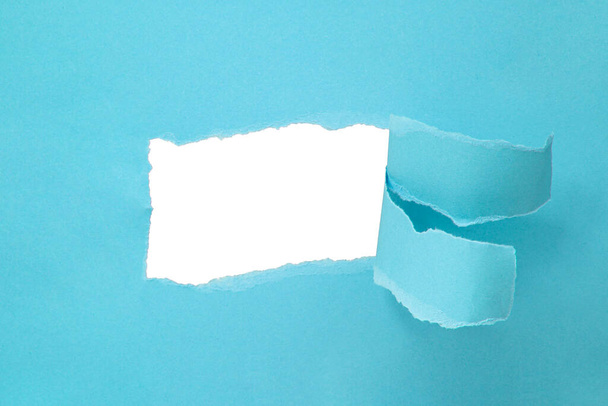 Paper blue color background with hole copyspace - Fotoğraf, Görsel