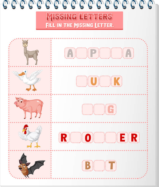 Arrange the letters in order with pictures illustration - Vector, Image