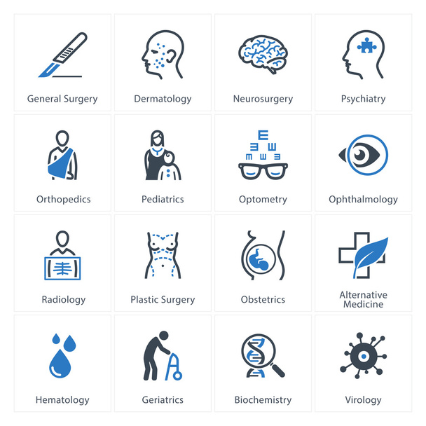 Medische & gezondheidszorg Icons Set 2 - specialiteiten - Vector, afbeelding