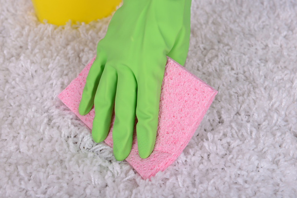 Cleaning carpet with cloth - Photo, Image