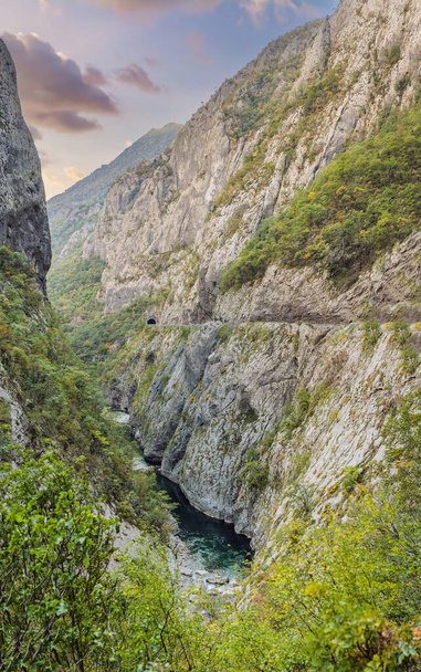 Beautiful Canyon of Moraca river in winter, Montenegro or Crna Gora, Balkan, Europe - Фото, зображення