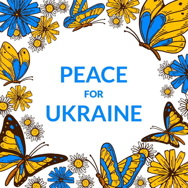 Solidariteit met Oekraïne poster. Sta met Oekraïne ontwerp. Handgetekende vectorillustratie - Vector, afbeelding