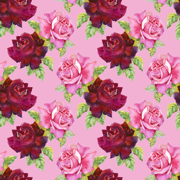 Watercolor roses seamless pattern. - Photo, Image