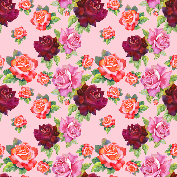 Watercolor roses seamless pattern. - Photo, image