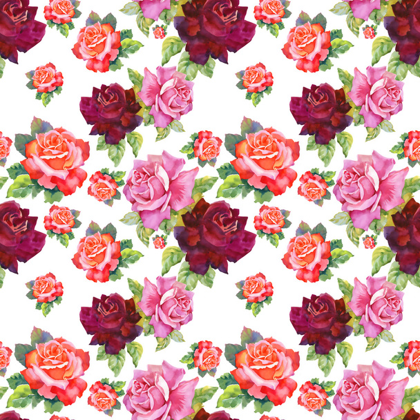 Watercolor roses seamless pattern. - Fotó, kép