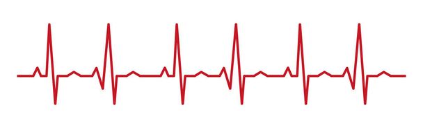 Pouls cardiaque - ligne rouge incurvée sur fond blanc, tests médicaux - Illustration vectorielle - Vecteur, image
