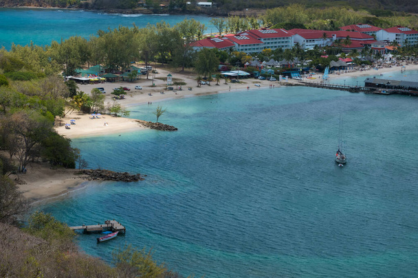 A birds eye view of Rodney Bay and a resort in Saint Lucia. - Fotó, kép
