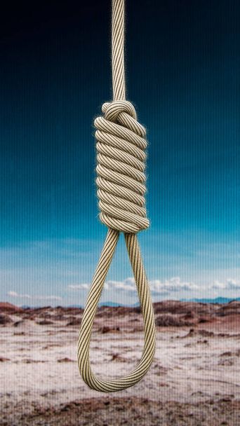 3d illustration of a noose in the desert - Φωτογραφία, εικόνα