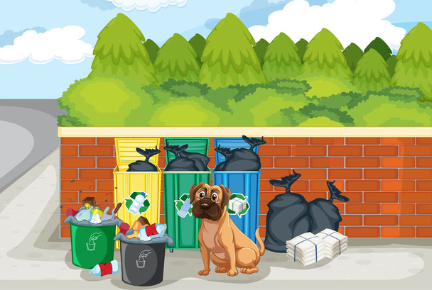 Müll und Hund - Vektor, Bild