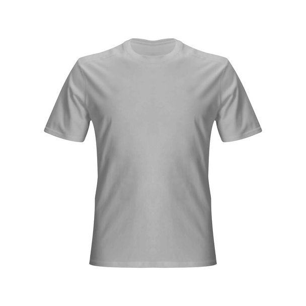 Realistic gray t-shirt base cloth isolated on clean background - Vetor, Imagem