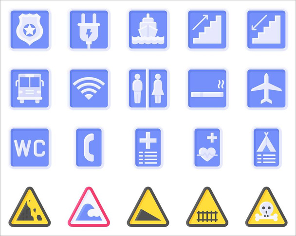 Ensemble d'icônes signe et symbole 3, illustration vectorielle de style plat - Vecteur, image