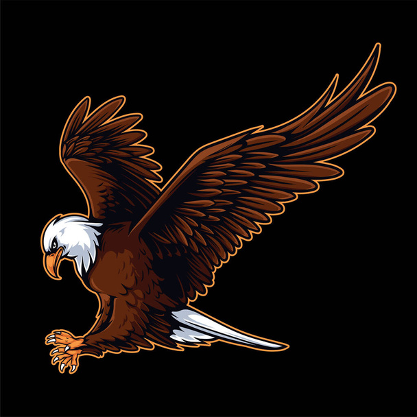 Vector illustration of attacking bald eagle. Bald eagle hunting for pre - Vektori, kuva