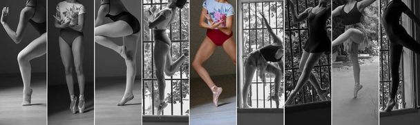 Nohy tanečnic baletky ve třídě klasického tance, balle - Fotografie, Obrázek