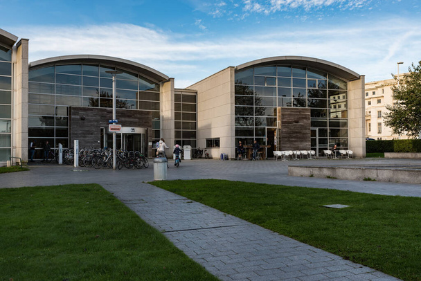 Ostend, West Flanders - Belgium, 10 26 2019 Park and frontyard of the Kris Lambert public library - Foto, Bild