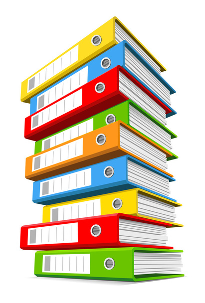Big pile of colorful ring binders - Vector, Image