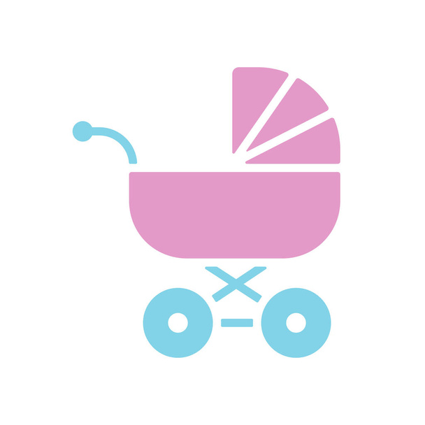 Wandelwagen baby, rijtuig vector glyph icoon. Grafiek symbool voor kinderen en pasgeboren baby 's website en apps ontwerp, logo, app, gebruikersinterface - Vector, afbeelding