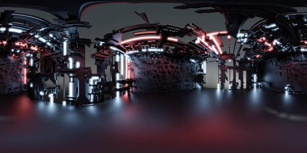 360 градусів повна карта панорамного середовища темної сучасної футуристичної технології пустелі будівлі інтер'єру 3d рендеринга ілюстрації HDri hdr vr віртуальна реальність
 - Фото, зображення