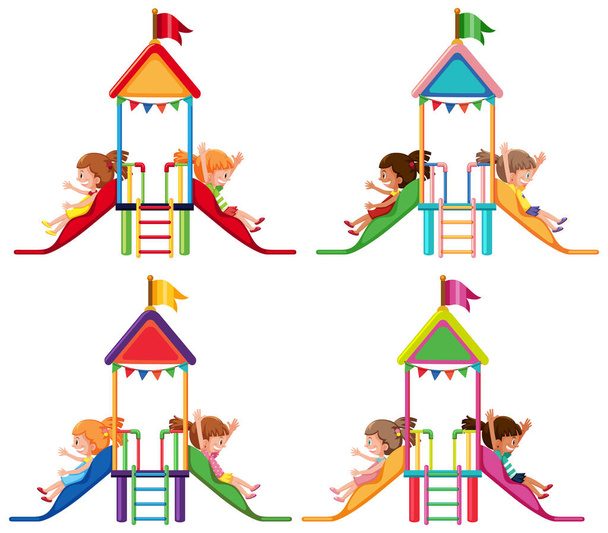 Szabadtéri játszótéri csúszda gyerekeknek illusztráció - Vektor, kép