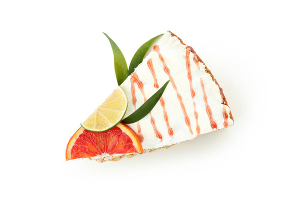 Meringue pie with citrus isolated on white background - Photo, Image