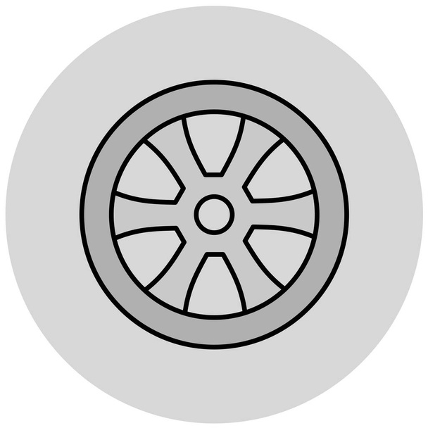 Araba lastiği ikonu. Beyaz arkaplanda izole edilmiş web tasarımı için tekerlek fren disk vektör simgelerinin basit çizimi - Vektör, Görsel