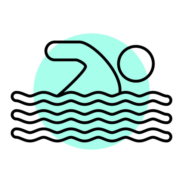 ícone piscina. delinear ilustração de ícones vetoriais de nadador para web - Vetor, Imagem