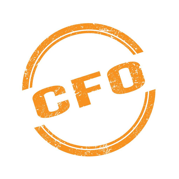CFO text written on orange grungy vintage round stamp. - 写真・画像