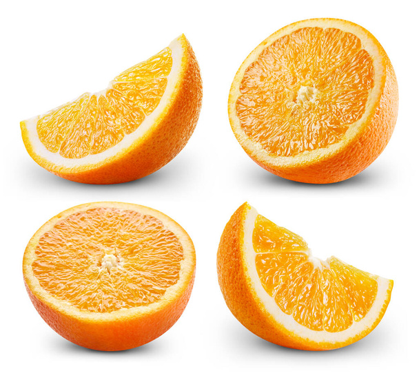 Collection orange. Set organic orange isolated on white background. Orange macro with clipping path - Foto, Imagem
