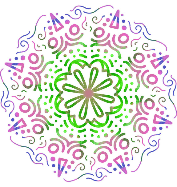 Mandala pattern ornament hand drawing illustration symmetrical meditation - Foto, Imagen