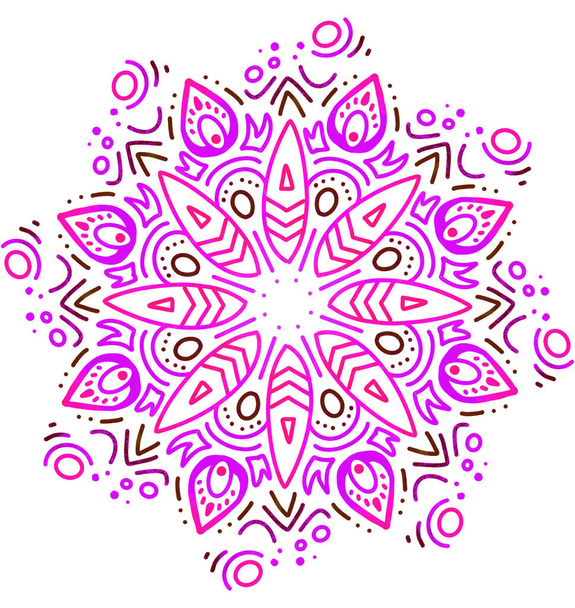 Mandala pattern ornament hand drawing illustration symmetrical meditation - Foto, Imagen