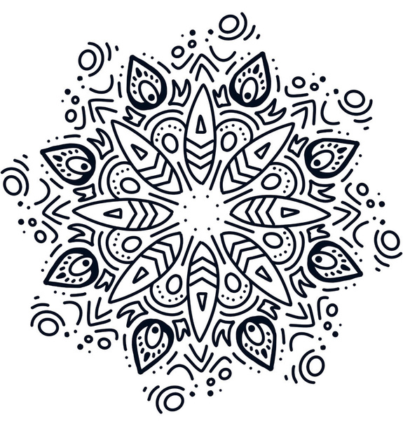 Mandala pattern ornament hand drawing illustration symmetrical meditation - Photo, Image