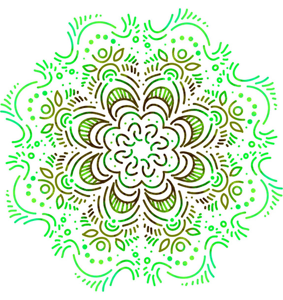 Mandala pattern ornament hand drawing illustration symmetrical meditation - Photo, Image