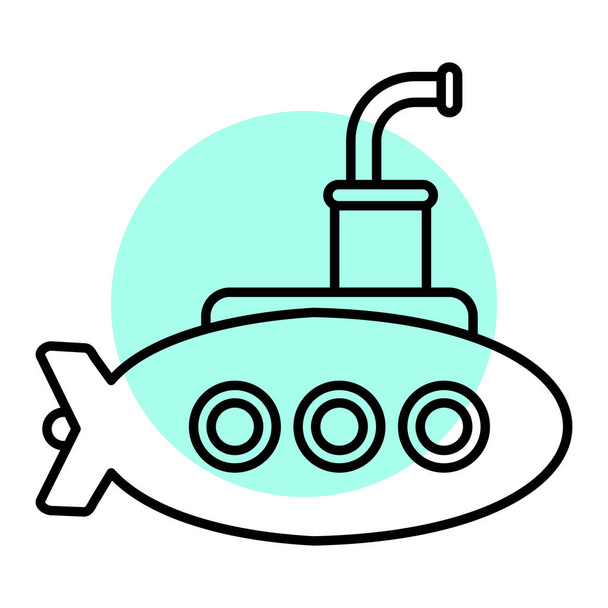 Icône sous-marine en style contour isolé sur fond blanc. symbole militaire
 - Vecteur, image