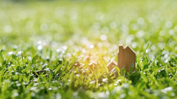 miniature house model on grass backgroun - Photo, Image