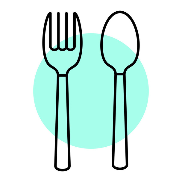 vork en lepel eenvoudige pictogram, vector illustratie - Vector, afbeelding
