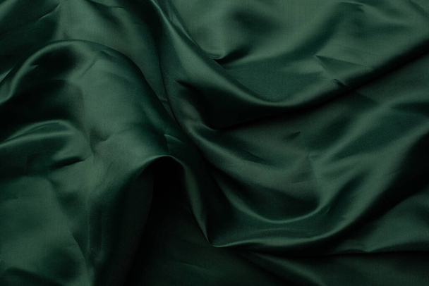 zelená textilie textura pozadí, abstraktní, detailní textura cl - Fotografie, Obrázek