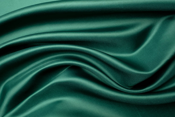 green fabric texture background, abstract, closeup texture of cl - 写真・画像