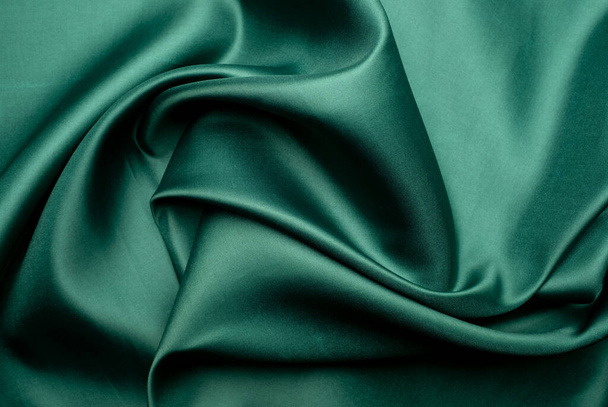 green fabric texture background, abstract, closeup texture of cl - 写真・画像