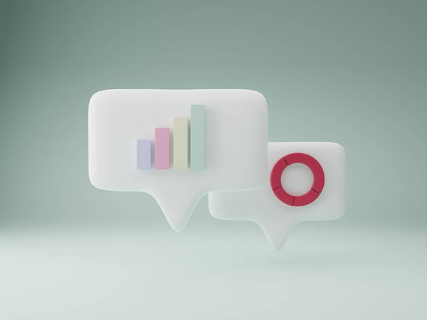 rendu 3d, illustration 3d, concept d'entreprise, bulle vocale avec infographie simple - Photo, image