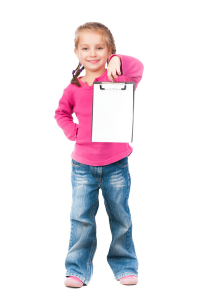 Little girl with white board - Photo, Image