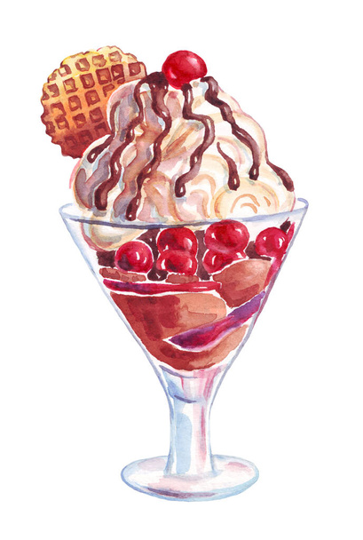 Ice cream. Watercolor illustration. Hand-painted - Fotó, kép