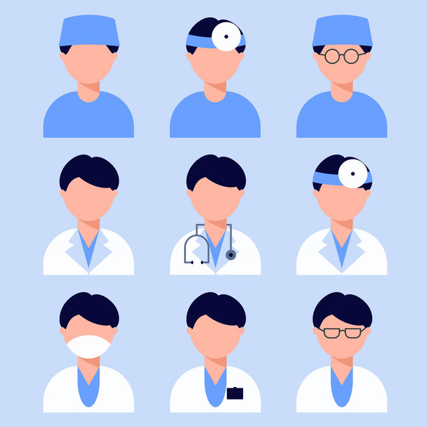 A doctor, a nurse in uniform. Man in flat style. Vector illustration. - ベクター画像