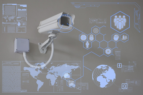CCTV Camera or surveillance technology on screen display - Photo, Image