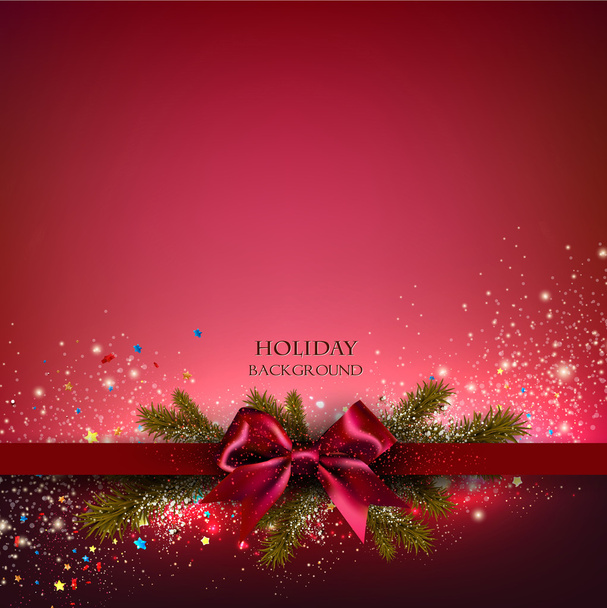 Christmas background with red bow - Vektori, kuva