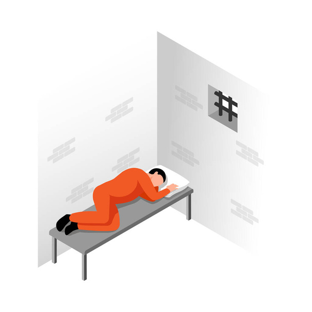 Prison Cell Sleep Composition - Vektör, Görsel