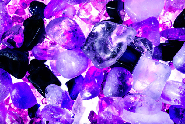 Pink. Green. Blue. Purple. Brown. Natural Quartz. Ice cube style background - Фото, изображение