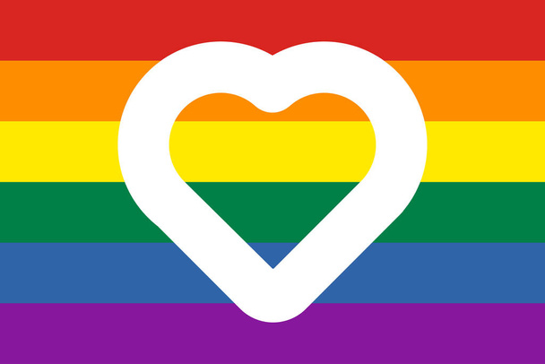 Прапор гордості і значок форми білого серця всередині. Векторні ілюстрації
 - Вектор, зображення