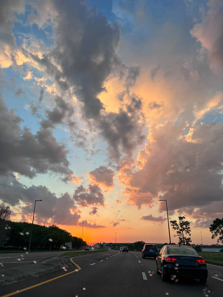 Orange Sunset on Avenue in Orlando, Florida. - Photo, Image