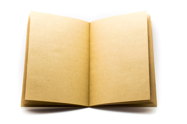 libro de papel marrón abierto aislado sobre fondo blanco
 - Foto, Imagen
